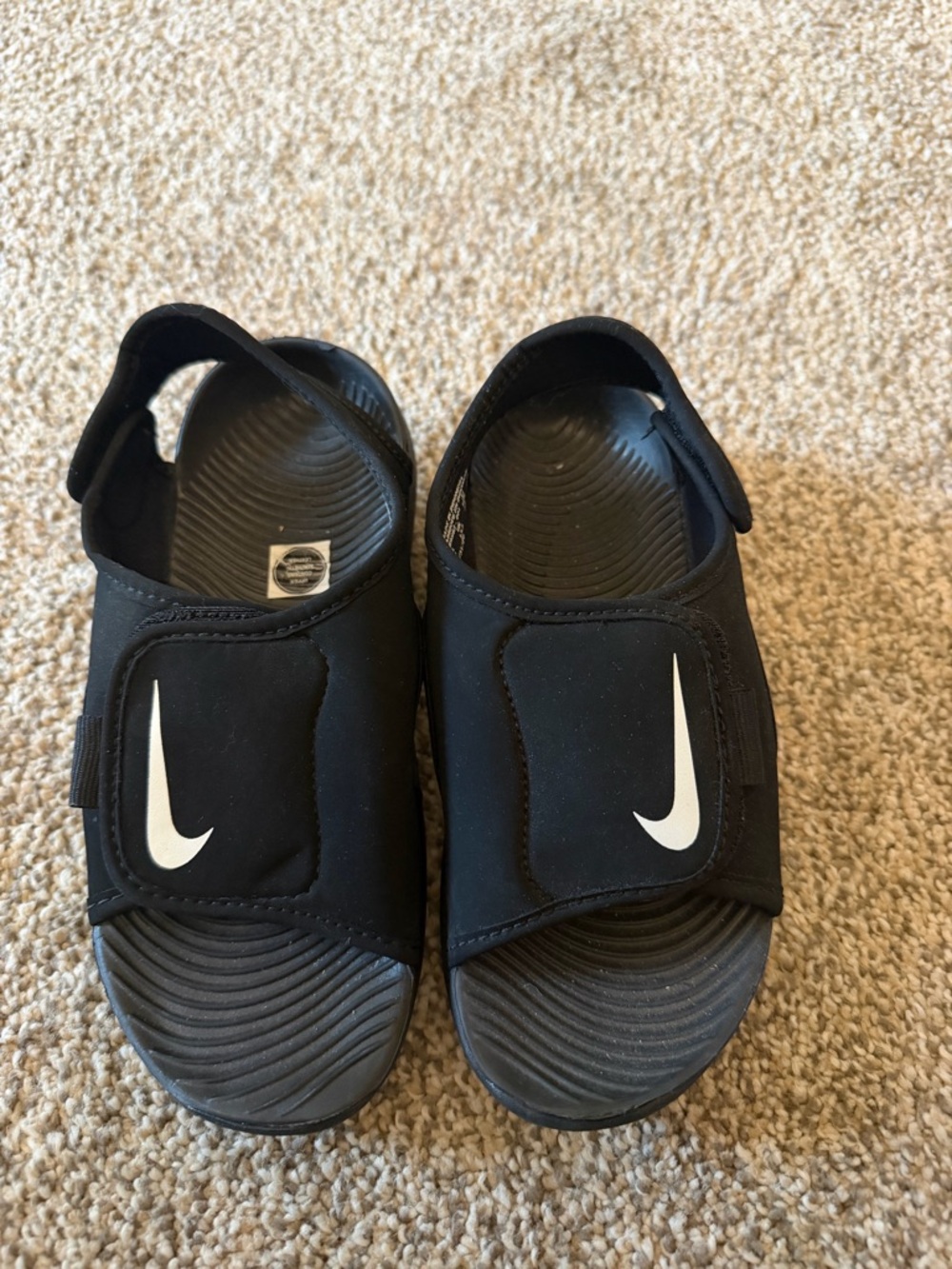 Nike Black Kids Slide Sandals with White Swoosh